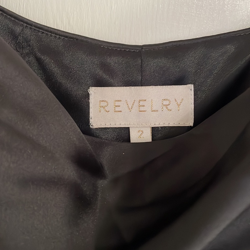 Revelry Black Skye Satin Dress size 2 NWOT